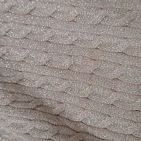 Talbots Gold Cable Knit Sweater with Gold Threading size Medium - Picture 4 of 7